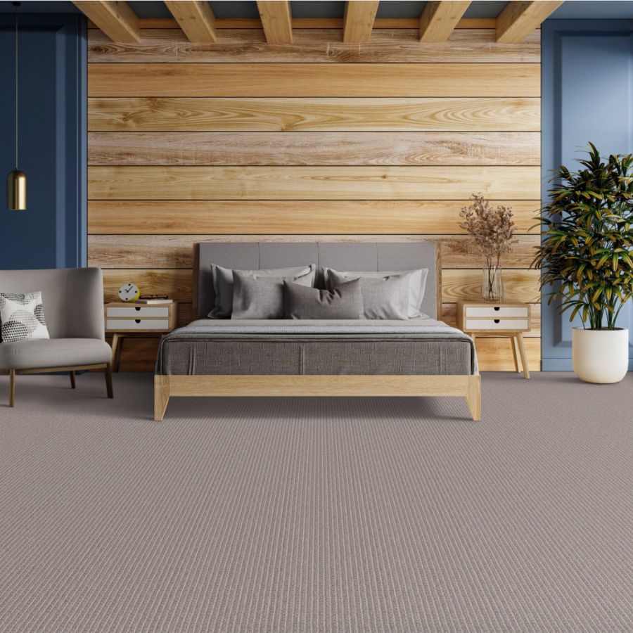 neutral gray carpet in bedroom